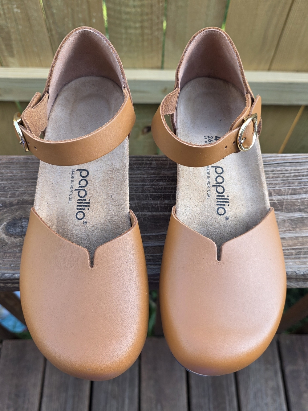 Papillio Birkenstock Mary Jane Clog Wedge Cognac Tan Leather W 9 EU 40 NWOT